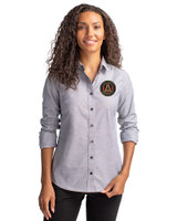 Atlanta United FC - Cutter & Buck Stretch Oxford Womens Long Sleeve Dress Shirt Charcoal Front