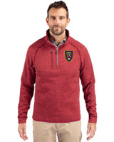 Real Salt Lake Cutter & Buck Mainsail Sweater-Knit Mens Half Zip Pullover Jacket Cardinal Red Heather Front