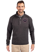 Inter Miami CF Cutter & Buck Mainsail Sweater-Knit Mens Half Zip Pullover Jacket Charcoal Heather Front