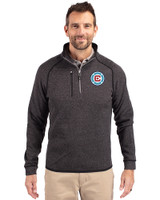 Chicago Fire FC Cutter & Buck Mainsail Sweater-Knit Mens Half Zip Pullover Jacket Charcoal Heather Front
