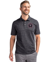 Inter Miami CF Cutter & Buck Advantage Tri-Blend Space Dye Mens Polo Dark Black Front