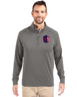 St. Louis City SC Cutter & Buck Adapt Eco Knit Stretch Recycled Mens Quarter Zip Pullover Elemental Grey Front