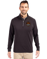 Houston Dynamo FC Cutter & Buck Adapt Eco Knit Stretch Recycled Mens Quarter Zip Pullover Black Front