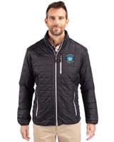 Charlotte FC Cutter & Buck Rainier PrimaLoft® Mens Eco Insulated Full Zip Puffer Jacket Black Front