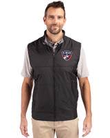FC Dallas Cutter & Buck Stealth Hybrid Quilted Mens Big and Tall Windbreaker Vest Black Front