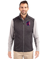 St. Louis City SC Cutter & Buck Mainsail Sweater-Knit Mens Full Zip Vest Charcoal Heather Front