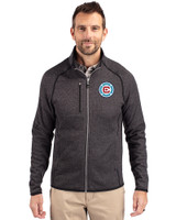 Chicago Fire FC Cutter & Buck Mainsail Sweater-Knit Mens Big & Tall Full Zip Jacket Charcoal Heather Front