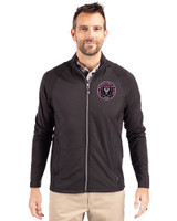 Inter Miami CF Cutter & Buck Adapt Eco Knit Hybrid Recycled Mens Full Zip Jacket Black Front