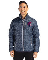 St. Louis City SC Cutter & Buck Rainier PrimaLoft® Mens Eco Insulated Full Zip Printed Puffer Jacket Dark Navy Front