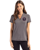 Inter Miami CF Cutter & Buck Forge Eco Heathered Stretch Womens Blade Top Dark Black Heather Front