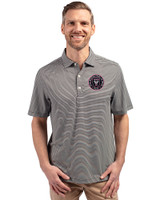 Inter Miami CF Cutter & Buck Forge Eco Double Stripe Stretch Recycled Mens Polo Black/White Front