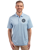 New York City FC Cutter & Buck Forge Eco Double Stripe Stretch Recycled Mens Polo Atlas/White Front