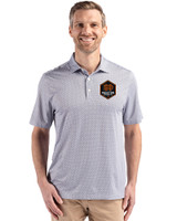 Houston Dynamo FC Cutter & Buck Pike Eco Diamond Dot Print Recycled Mens Polo Black Front