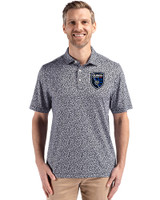 San Jose Earthquakes Cutter & Buck Pike Eco Flora Print Recycled Mens Polo Black Front