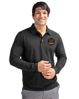 Houston Dynamo FC Cutter & Buck Advantage Eco Tri-Blend Pique Mens Big and Tall Long Sleeve Polo Black Front