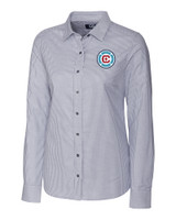 Chicago Fire FC Cutter & Buck Stretch Oxford Stripe Womens Long Sleeve Dress Shirt CC_MANN_HG 1