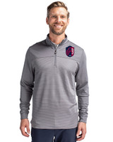 St. Louis City SC Cutter & Buck Traverse Stretch Eco Stripe Quarter Zip Mens Pullover Elemental Grey Front