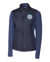 Chicago Fire FC Cutter & Buck Stealth Hybrid Quilted Womens Full Zip Windbreaker Jacket LYN_MANN_HG 1