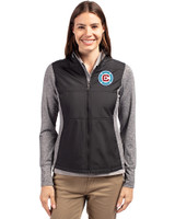 Chicago Fire FC Cutter & Buck Stealth Hybrid Quilted Womens Full Zip Windbreaker Jacket Black Front