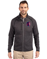 St. Louis City SC Cutter & Buck Mainsail Sweater-Knit Mens Full Zip Jacket Charcoal Heather Front