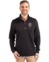 Colorado Rapids Cutter & Buck Traverse Stretch Eco Quarter Zip Mens Big and Tall Pullover Black Front