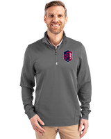 St. Louis City SC Cutter & Buck Traverse Stretch Eco Quarter Zip Mens Big and Tall Pullover Elemental Grey Front