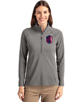 St. Louis City SC Cutter & Buck Adapt Eco Knit Stretch Recycled Womens Half Zip Pullover Elemental Grey Front