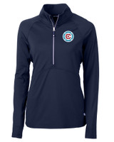 Chicago Fire FC Cutter & Buck Adapt Eco Knit Stretch Recycled Womens Half Zip Pullover NVBU_MANN_HG 1