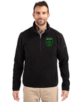 Austin FC - Cutter & Buck Cascade Eco Sherpa Fleece Mens Big & Tall Quarter Zip Jacket Black Front