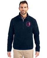 St. Louis City SC Cutter & Buck Cascade Eco Sherpa Fleece Mens Big & Tall Quarter Zip Jacket Navy Blue Front