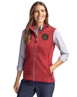 Atlanta United FC - Cutter & Buck Mainsail Sweater Knit Womens Full Zip Vest Cardinal Red Heather Front