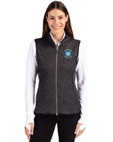 Charlotte FC Cutter & Buck Mainsail Sweater Knit Womens Full Zip Vest Charcoal Heather Front