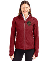 Atlanta United FC - Cutter & Buck Mainsail Sweater-Knit Womens Full Zip Jacket Cardinal Red Heather Front