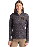 Atlanta United FC - Cutter & Buck Traverse Recycled Smooth Stretch Womens Camo Quarter Zip Pullover Black Front