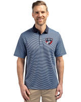 FC Dallas Cutter & Buck Virtue Recycled Micro Stripe Featherlight Pique Mens Big & Tall Polo Atlas/Navy Blue Front
