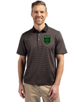 Austin FC - Cutter & Buck Virtue Recycled Micro Stripe Featherlight Pique Mens Polo Black/Elemental Grey Front
