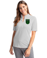 Austin FC - Cutter & Buck Virtue Eco Pique Stripe Recycled Womens Top Polished Medium Gray Front