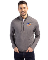 FC Cincinnati Cutter & Buck Adapt Eco Knit Heather Mens Big & Tall Quarter Zip Pullover Black Heather Front