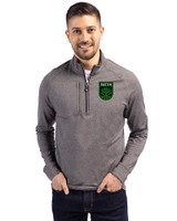 Austin FC - Cutter & Buck Adapt Eco Knit Heather Mens Big & Tall Quarter Zip Pullover Black Heather Front