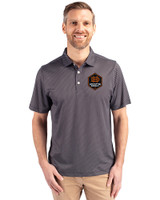 Houston Dynamo FC Cutter & Buck Pike Eco Symmetry Print Stretch Recycled Mens Big & Tall Polo Black/White Front