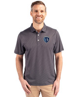 Sporting Kansas City Cutter & Buck Pike Eco Symmetry Print Stretch Recycled Mens Big & Tall Polo Black/White Front