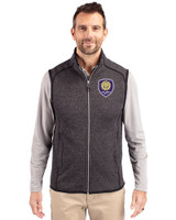 Orlando City SC Cutter & Buck Mainsail Sweater-Knit Mens Full Zip Vest Charcoal Heather Front