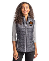Houston Dynamo FC Cutter & Buck Rainier PrimaLoft® Womens Eco Insulated Full Zip Printed Puffer Vest Black Front