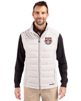 New York Red Bulls Cutter & Buck Evoke Hybrid Softshell Recycled Mens Full Zip Vest CONCRETE Front