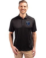 San Jose Earthquakes Cutter & Buck Forge Eco Stretch Recycled Mens Polo Black Front