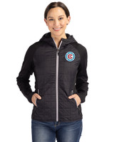 Chicago Fire FC Cutter & Buck Rainier Primaloft Womens Eco Full Zip Hybrid Jacket Black Front
