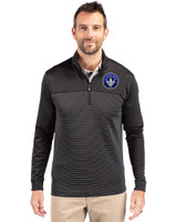 CF Montréal Cutter & Buck Traverse Stretch Eco Stripe Quarter Zip Mens Big and Tall Pullover Black Front