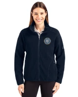 New York City FC Cutter & Buck Cascade Epic Comfort Recycled Sherpa Fleece Womens Full Zip Jacket Navy Blue Front