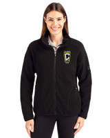 Columbus Crew Cutter & Buck Cascade Epic Comfort Recycled Sherpa Fleece Womens Full Zip Jacket Black Front