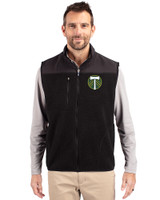 Portland Timbers Cutter & Buck Cascade Eco Sherpa Mens Big and Tall Fleece Vest Black Front